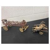 1800's CAST IRON HORSE DRAWN FIRE ENGINE WAGON