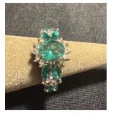 Aqua green cz ring size 7.5
