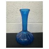 8ï¿½ ribbed blue glass vase