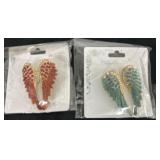 2 Rhinestone Angel Wing Brooch