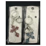 2 Cross Rhinestone Keychains