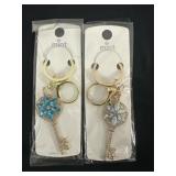 2 Rhinestone Floral Keychain