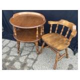 Vintage Wooden End Table and Chair 28inx25