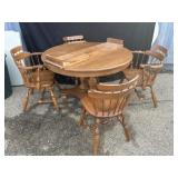 Vintage Wooden Table Set with Leaf 30x48in