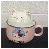 Cat time mug with lid