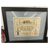 23x19 Vintage Cross stitch this is our home