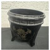 Vintage Black Amethyst Small Bowl 3 Legged Vase