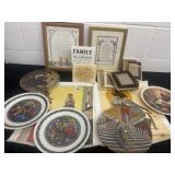 Group of Norman Rockwell plates and pocket frames