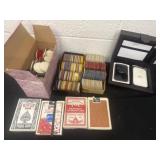 Vintage paper/Wood poker chips playing cards
