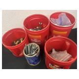 Group of folger cans full of tools and misc