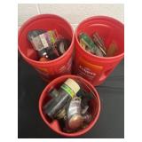 Group of folger cans full of tools and misc