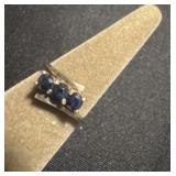 Size 7 Natural Blue Sapphire Sterling Silver