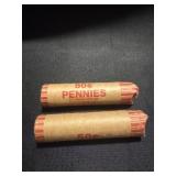 2 full rolls of copper Pennies