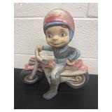 13ï¿½Vintage 1974 Boy on a Motorcycle Hand Painted