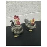 Vintage set of 2 Porcelain Rooster Couple