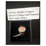 Jewelry quality copper size 8.5 ring with natural
