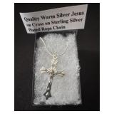 Quality warm silver Jesus on cross on sterling