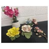 Group of porcelain floral has chips