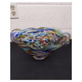 11.25 x 5.5 hand blown art glass bowl
