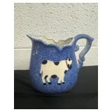 Calico China Blue Cow Print Ceramic Creamer 4.5