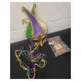 Mardi Gras mask with bells and matching beaded