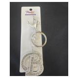 New rhinestone letter B keychain