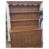 Two piece walnut china hutch