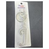 New rhinestone letter J keychain