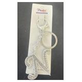 New rhinestone letter N keychain
