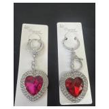 2 new crystal heart keychains