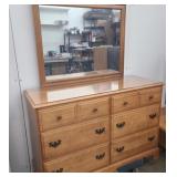 50' Dresser 6 drawer W/Mirror, Glass top