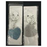 2 Heart Rhinestone Keychains