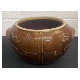 Vintage Monmouth Bean Pot: Brown Glaze Pottery,