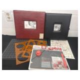Group of scrapbook and stencils and punch board