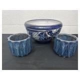 3 ceramic planters