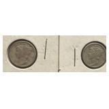 1941 and 1943 mercury dimes