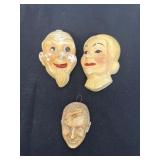 Vintage Painted Chalkware Couple Old Man & Women