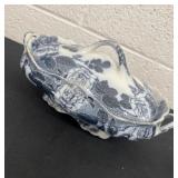 antique flow blue covered serving dish or tureen.