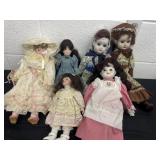 Group of porclein dolls