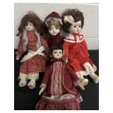 4 porclein dolls