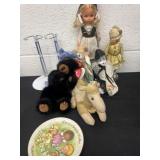 Ty beanie babies doll stands and dolls