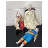 Porclein  clowns and doll