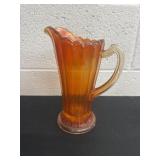 8ï¿½ Vintage Marigold Carnival Glass Pitcher