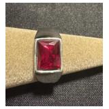 Mens size 11 red stone ring