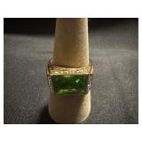 Size 11  Vermeil Band with Green Square Stone