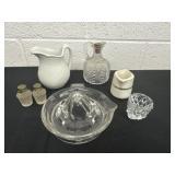 Vintage Glass juicer with mini creamer glass