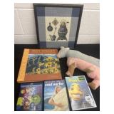 DVDs blu ray, cow, sun valley book and