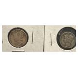 1942d and 1943 Mercury dimes