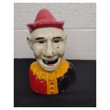 6.5 x 4.5 inch vintage cast iron clown Bank