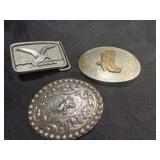 Pewter and nickel silver belt buckles